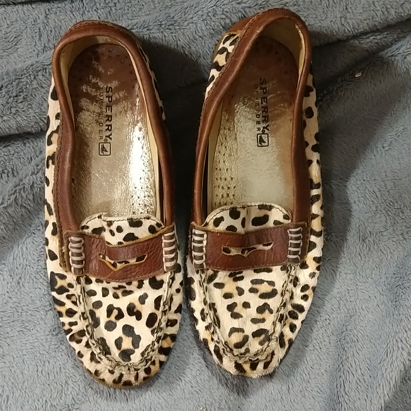 sperry leopard print loafers